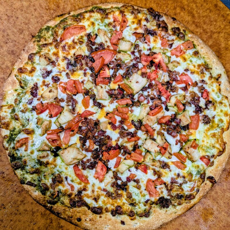 Chicken Bacon Pesto Pizza